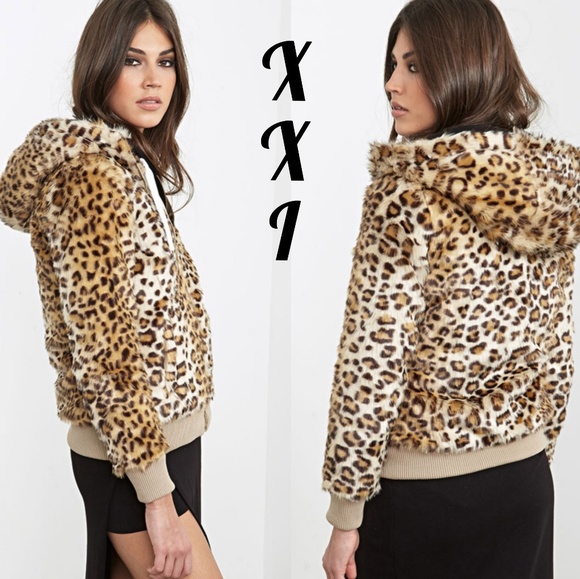 Forever 21 Jackets & Blazers - Faux Leopard Fur Bomber Jacket